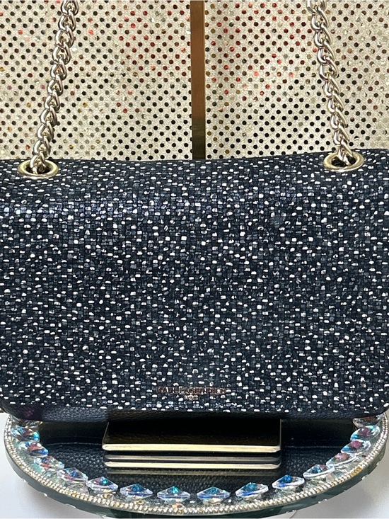 Karl Lagerfeld Handbags - Karl Lagerfeld Chain Black Shimmery Tweed Look Shoulder Bag Approx. 13 x 8 x 3
